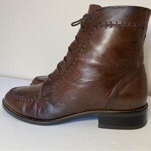 Ari at Brown Leather Booties